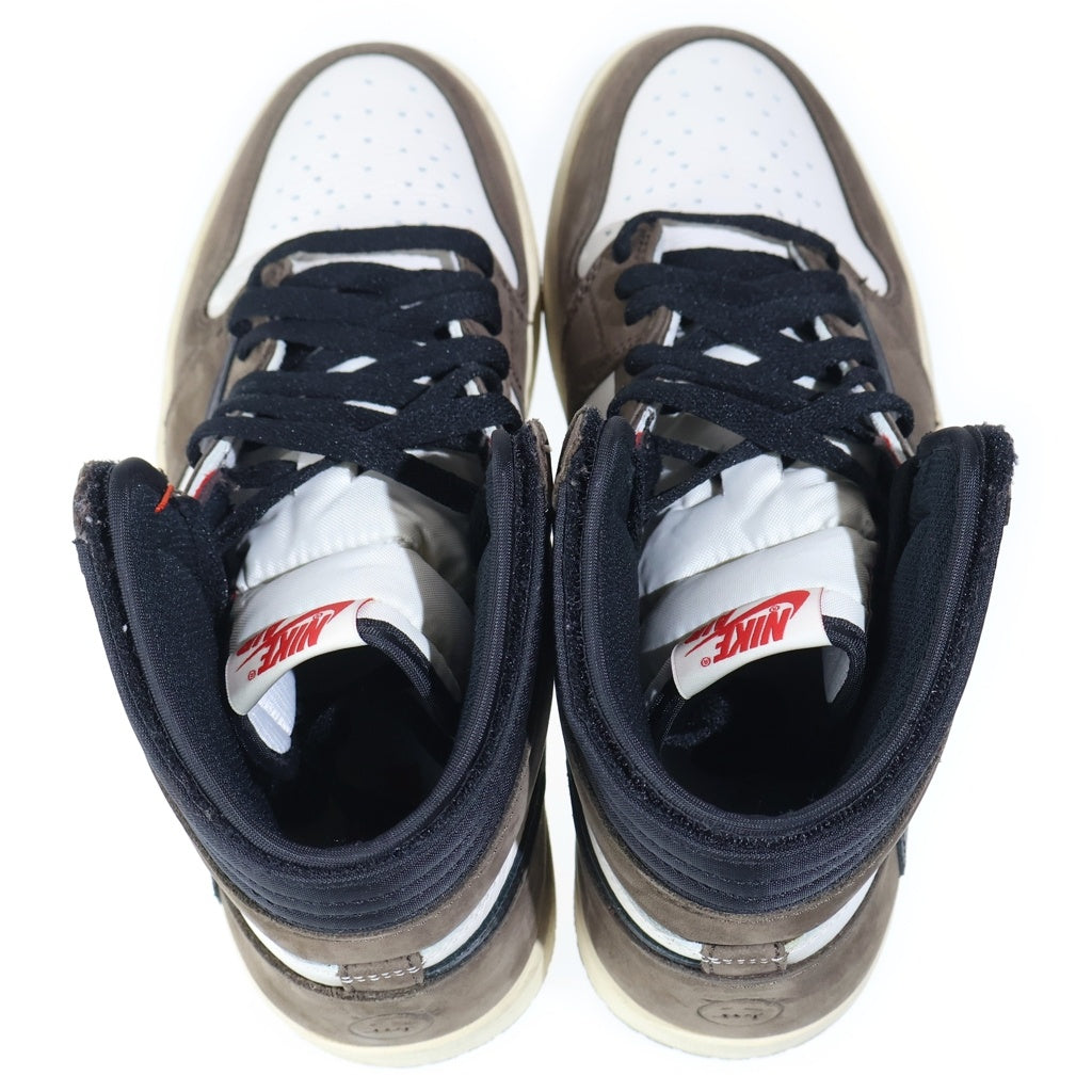 NIKE(ナイキ) ×TRAVIS SCOTT AIR JORDAN 1 RETRO HIGH OG TS SP CD4487-100 トラヴィススコット エアジョーダン1 ハイカットスニーカー US9.5/27.5cm ブラウン/ホワイト