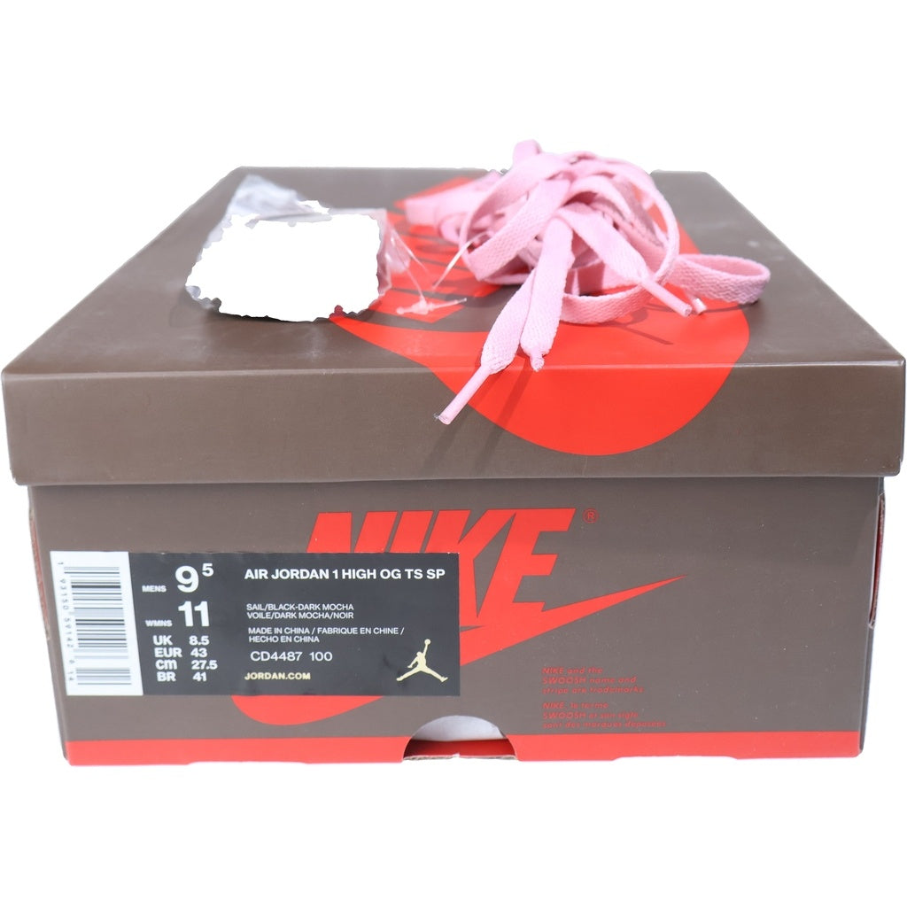 NIKE(ナイキ) ×TRAVIS SCOTT AIR JORDAN 1 RETRO HIGH OG TS SP CD4487-100 トラヴィススコット エアジョーダン1 ハイカットスニーカー US9.5/27.5cm ブラウン/ホワイト
