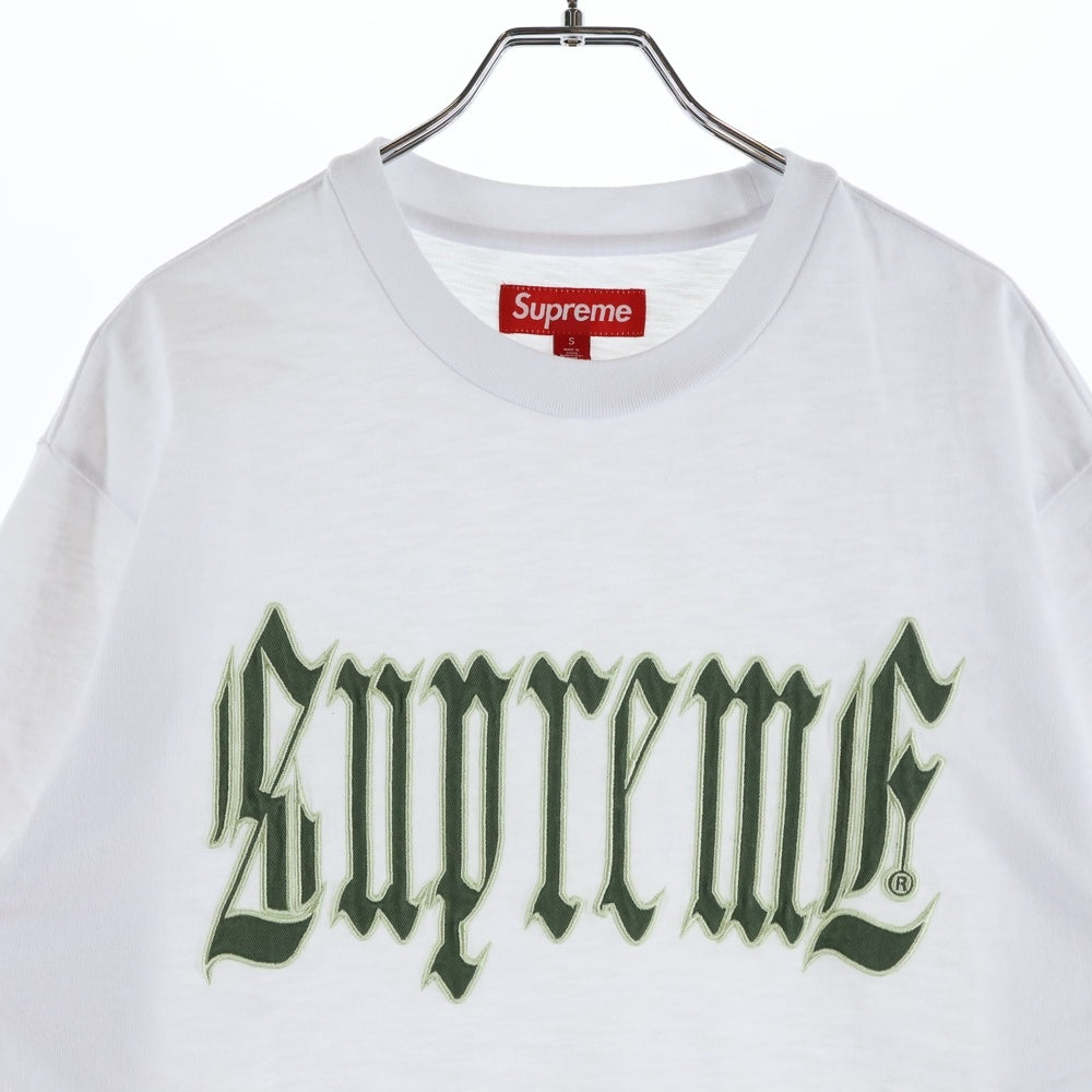 SUPREME(シュプリーム) 24SS Old English S/S Top オールドイングリッシュ フロントロゴ刺繍Tシャツ 半袖クルーネックカットソー ホワイト