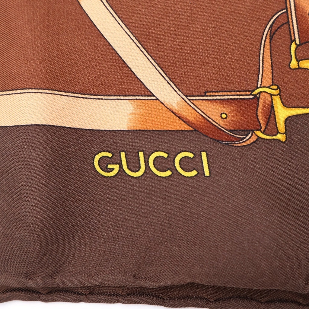 GUCCI(グッチ) Silk Neck Pocket Square シルクネックチーフ 装飾コップ柄 ブラウン レディース