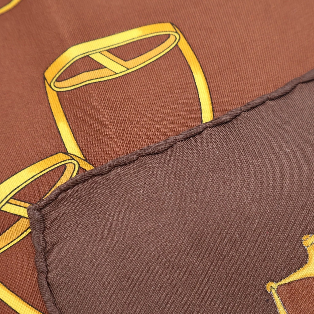 GUCCI(グッチ) Silk Neck Pocket Square シルクネックチーフ 装飾コップ柄 ブラウン レディース