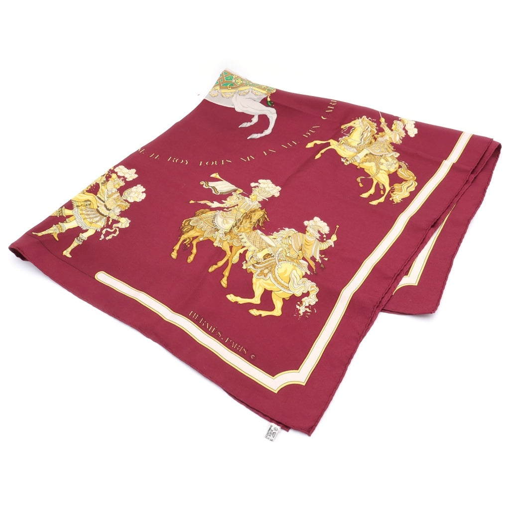 HERMES(エルメス) カレ90 Horseback Riding Pattern 騎馬総柄 シルクスカーフ レッド レディース