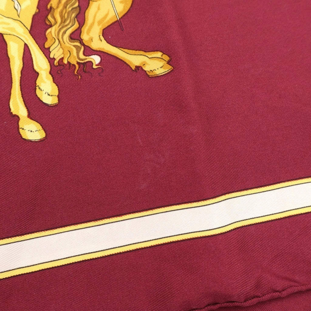 HERMES(エルメス) カレ90 Horseback Riding Pattern 騎馬総柄 シルクスカーフ レッド レディース
