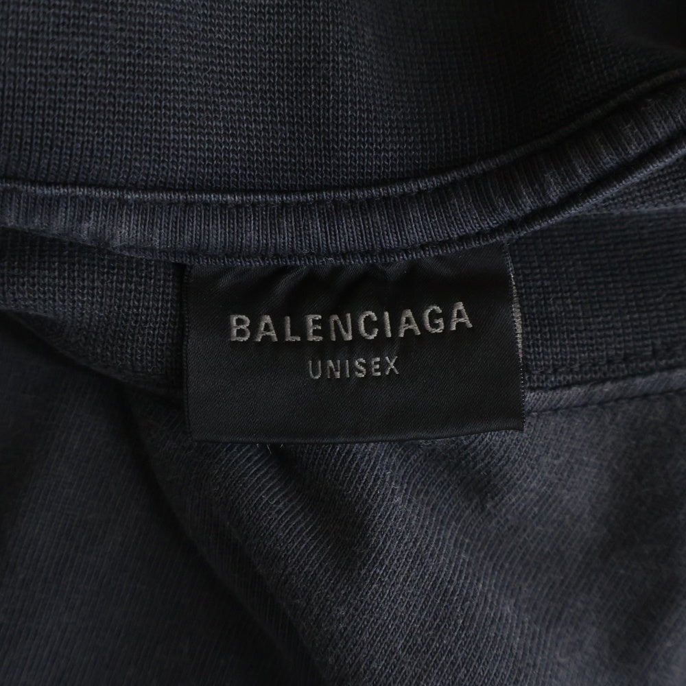 BALENCIAGA(バレンシアガ) 23AW OFFSHORE オフショア ヴィンテージ加工 クルーネック カットソー 半袖Tシャツ ブラック 739028 TPVM8