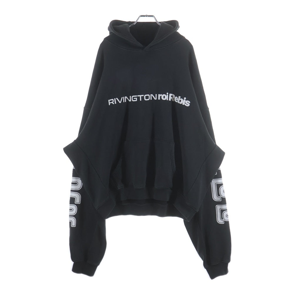RIVINGTON roi Rebis(リヴィントンロイレビス) METANOIA USO CVA HOODIE メタノイア ウソ シーブイエー ロゴデザイン アームプリント プルオーバー フーデッド スウェット パーカー ブラック