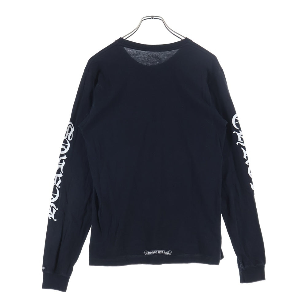 CHROME HEARTS(クロムハーツ) Neck Logo LS TEE ネックロゴプリント アームロゴ クルーネックロングスリーブTシャツカットソー ロンT ブラック