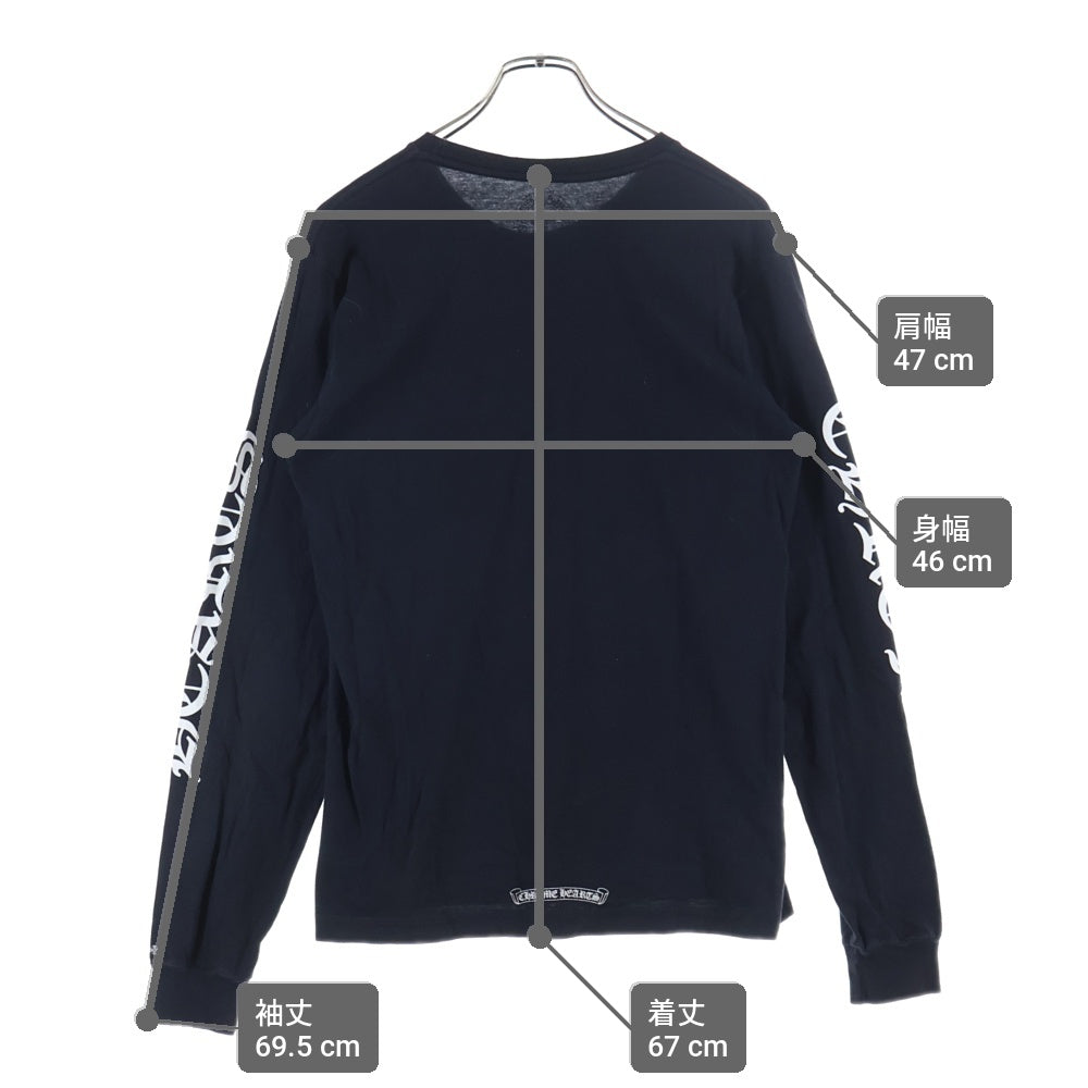 CHROME HEARTS(クロムハーツ) Neck Logo LS TEE ネックロゴプリント アームロゴ クルーネックロングスリーブTシャツカットソー ロンT ブラック