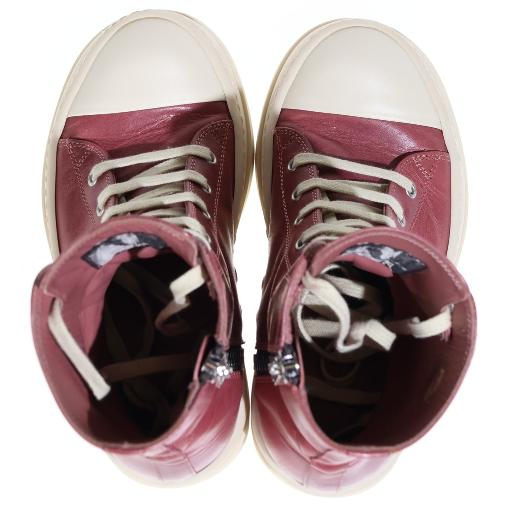 Rick Owens(リックオウエンス) MEGA BUMPER SNEAKS メガバンパー レザーハイカットスニーカー ピンク RP02D3859