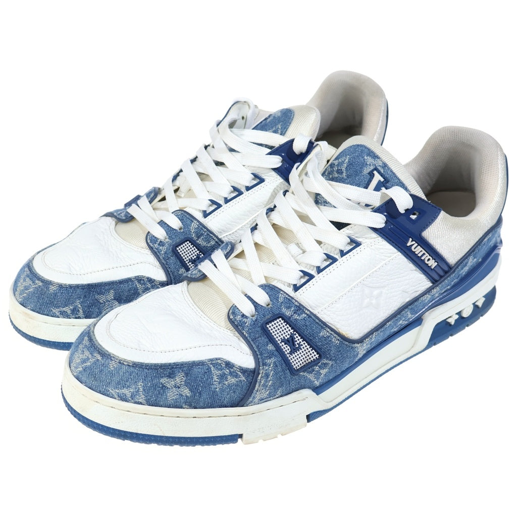 Louis Vuitton トレイナーライン モノグラムデニム レザー 36.5 LOUIS VUITTON(ルイヴィトン) LVトレイナー ライン モノグラム デニム
