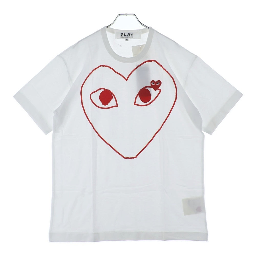 PLAY COMME des GARCONS(プレイコムデギャルソン) Red Heart Print Short-Sleeved T-Shirt レッドハートプリント半袖Tシャツ カットソー ホワイト/レッド AZ-T100-051-1