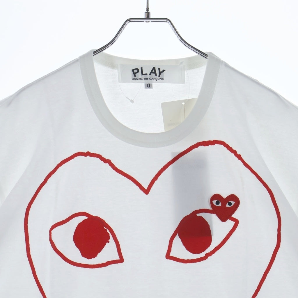 PLAY COMME des GARCONS(プレイコムデギャルソン) Red Heart Print Short-Sleeved T-Shirt レッドハートプリント半袖Tシャツ カットソー ホワイト/レッド AZ-T100-051-1