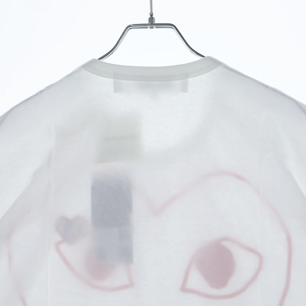 PLAY COMME des GARCONS(プレイコムデギャルソン) Red Heart Print Short-Sleeved T-Shirt レッドハートプリント半袖Tシャツ カットソー ホワイト/レッド AZ-T100-051-1