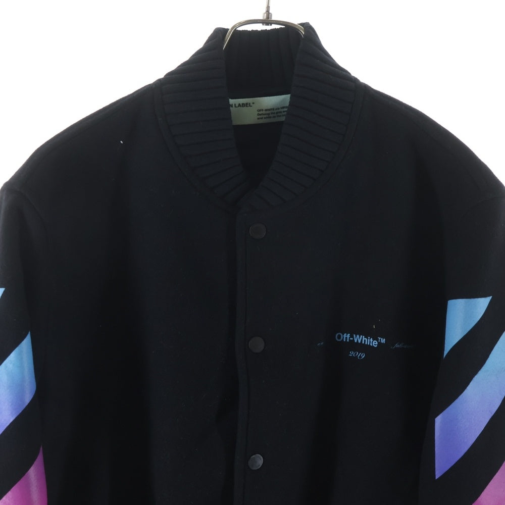 OFF-WHITE オフホワイト 18AW DIAG GRADIENT VARSITY JACKET ウール グラデーション ロゴプリント スタジャン ジャケット ブラック OMEA145F18A32005 OFF-WHITE(オフホワイト) 18AW DIAG GRADIENT VARSITY JACKET ウール
