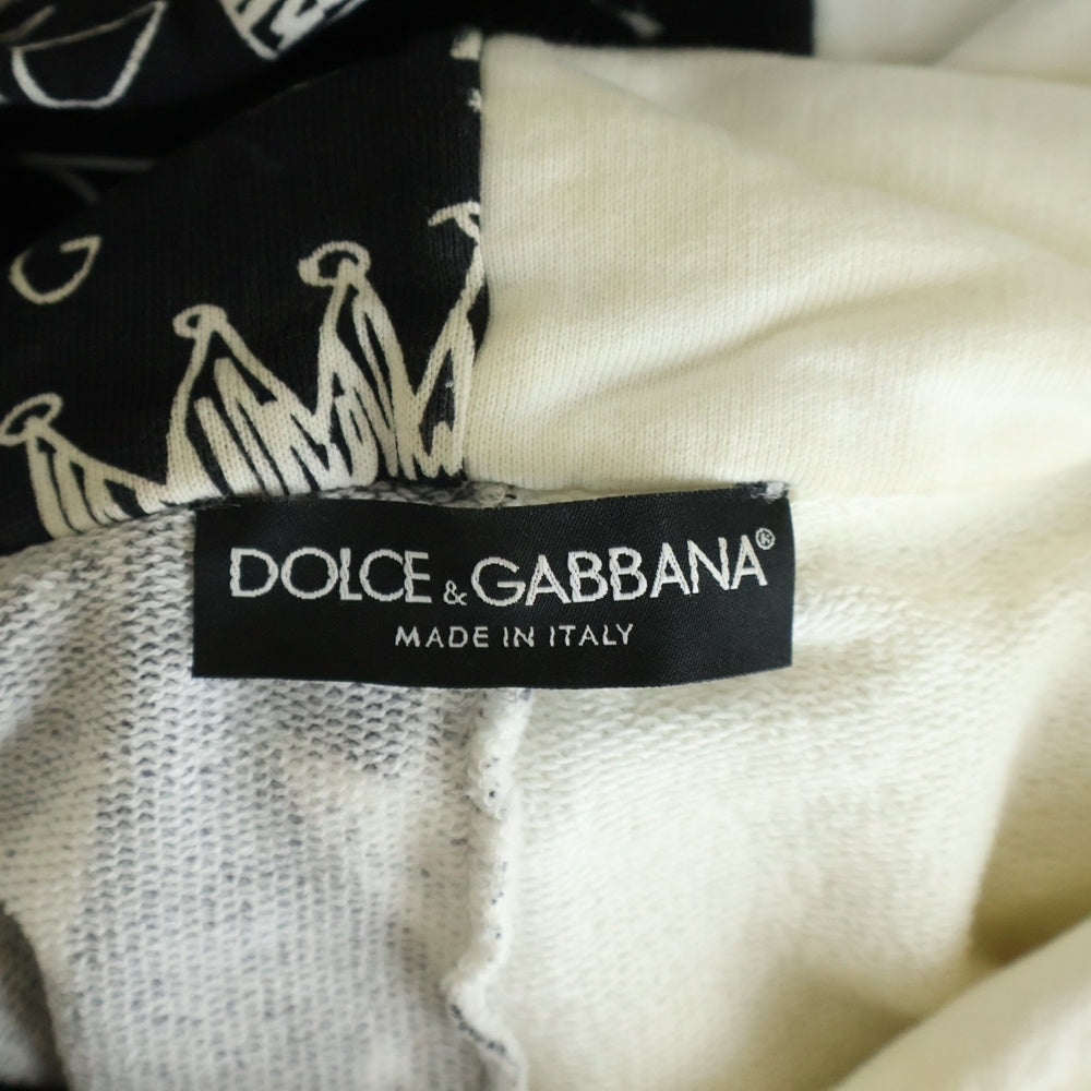 DOLCE & GABBANA(ドルチェアンドガッバーナ) 7分袖パーカー フーディー トップス ブラック/ホワイト JZ-G9LV3T