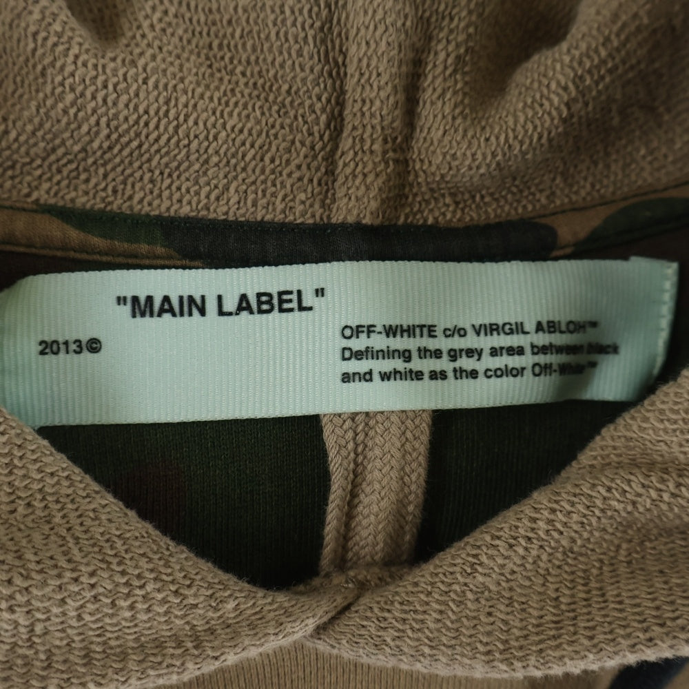 OFF-WHITE(オフホワイト) Camouflage Pattern Patchwork Pullover Hoodie カモ柄切り替えプルオーバーパーカー フーディー ブラウン OMBB036F18192042