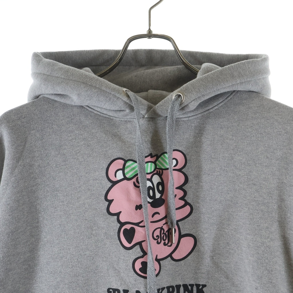 NO BRAND(ノーブランド) BLACK PINK Character Logo Print Pullover Hoodie キャラクターロゴプリント プルオーバーパーカーフーディー グレー