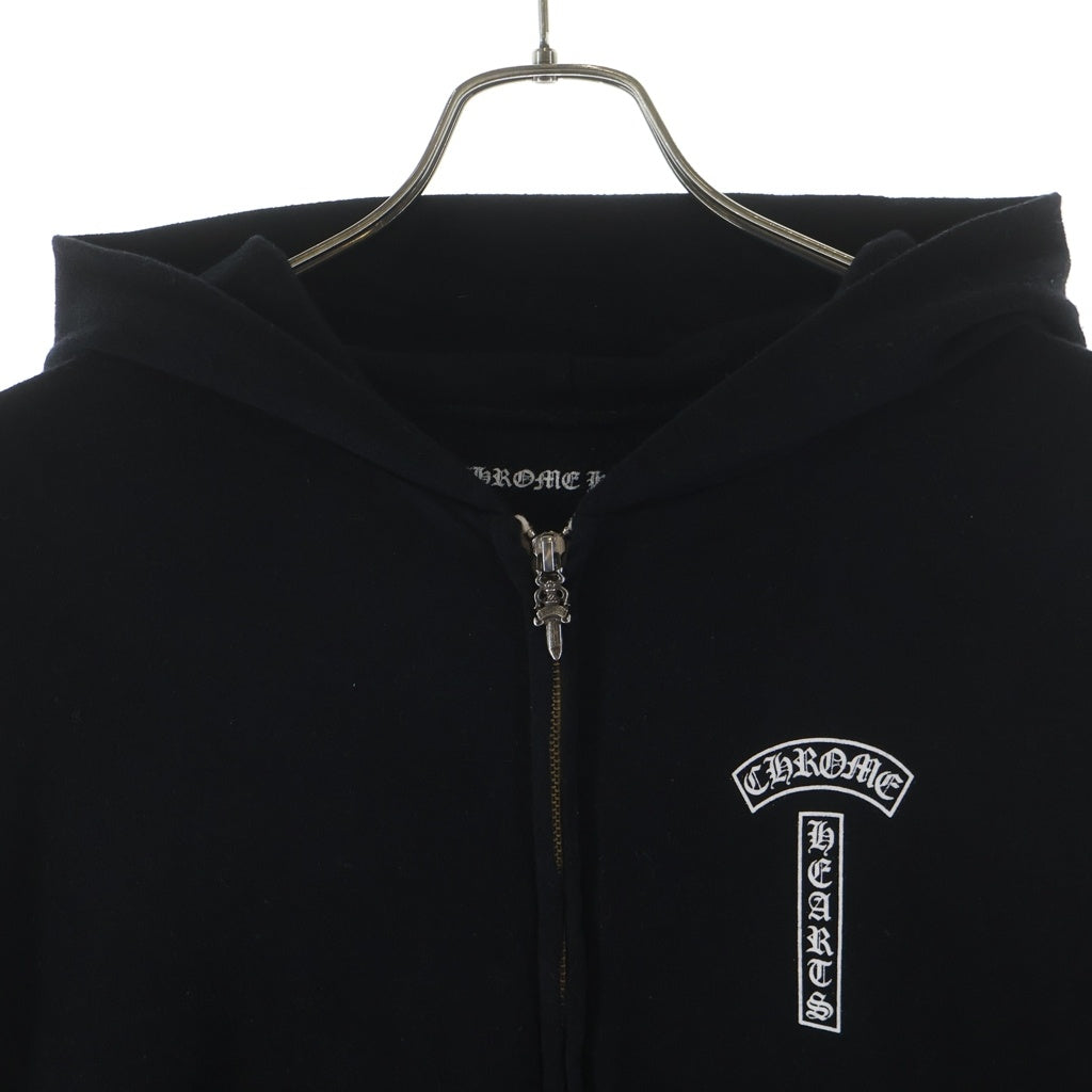 CHROME HEARTS(クロムハーツ) SWTSHRT HD ZIP ダガージップ アームフローラル バックホースシュープリント ジップアップスウェットパーカー フーディー ブラック
