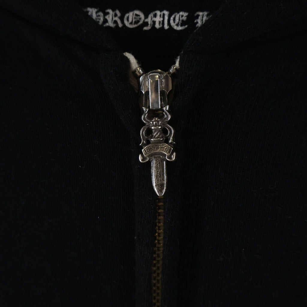 CHROME HEARTS(クロムハーツ) SWTSHRT HD ZIP ダガージップ アームフローラル バックホースシュープリント ジップアップスウェットパーカー フーディー ブラック