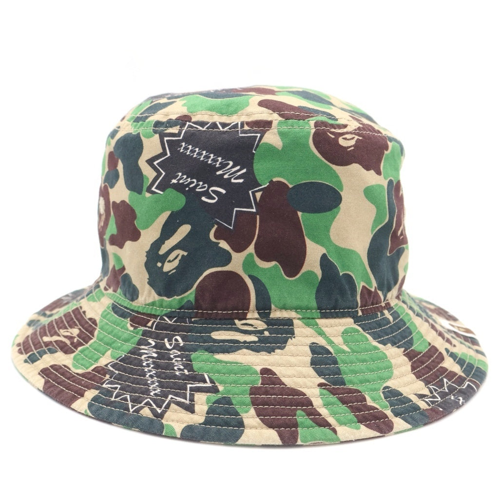SAINT MICHAEL(セントマイケル) ×A BATHING APE BUCKET HAT ベイシングエイプ カモ柄 バケットハット カーキ SM-YS8-0000-C31