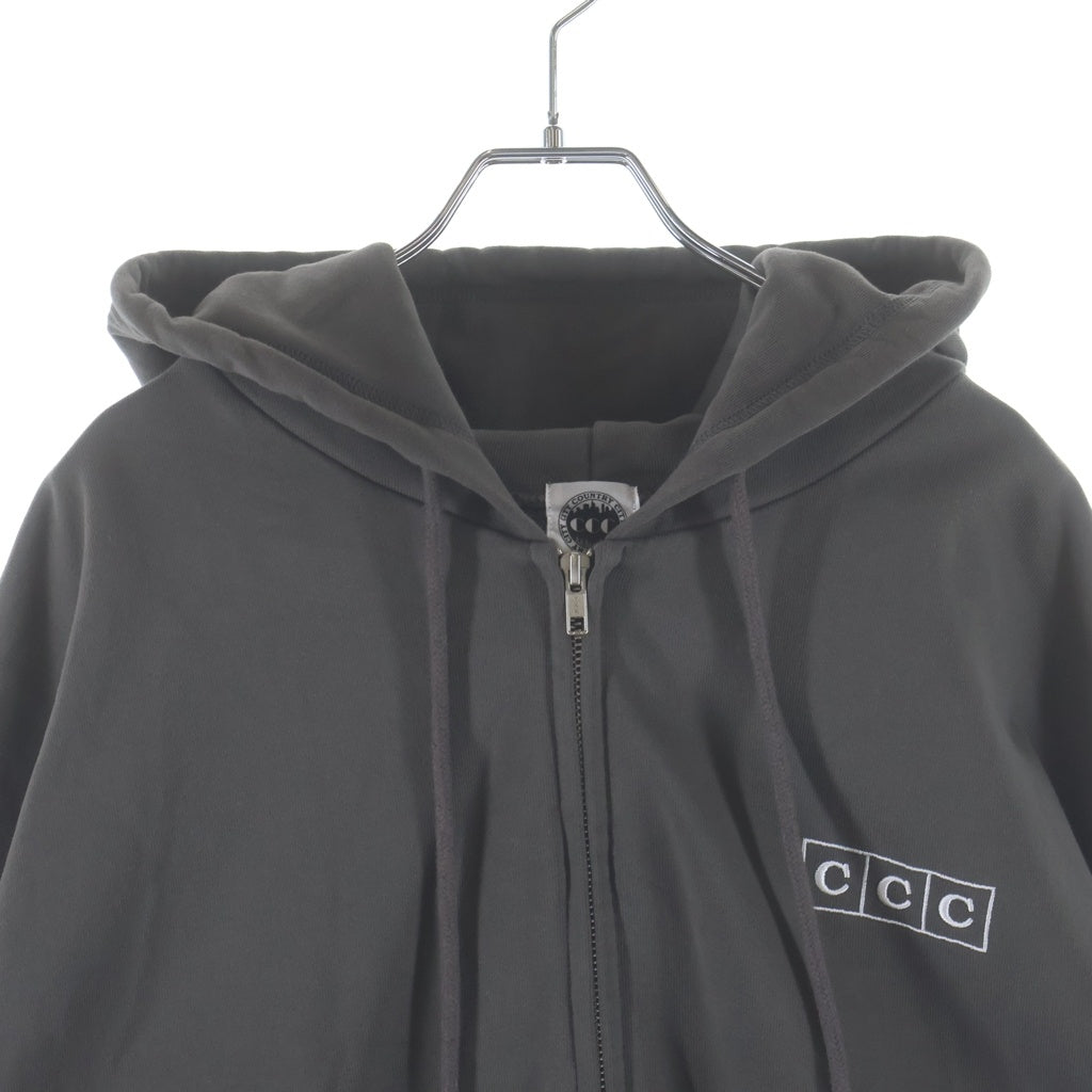 CITY COUNTRY CITY(シティーカントリーシティー) ZIP UP COTTON HOODIE ロゴデザイン ジップアップ コットン フーデッド スウェット パーカー ブラウン CCC-243C004