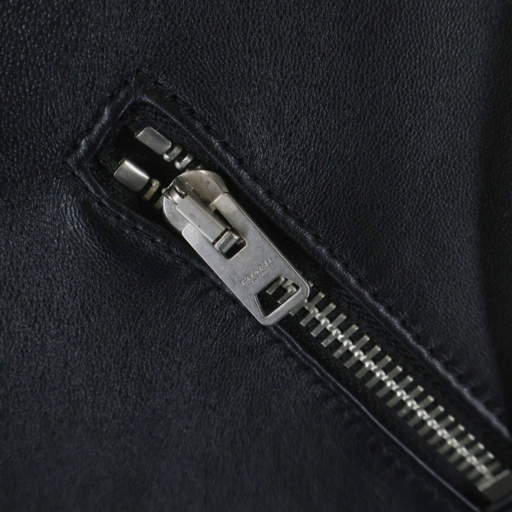 COACH(コーチ) シープスキン ダブルライダースジャケット レザージャケット ブラック F33830
