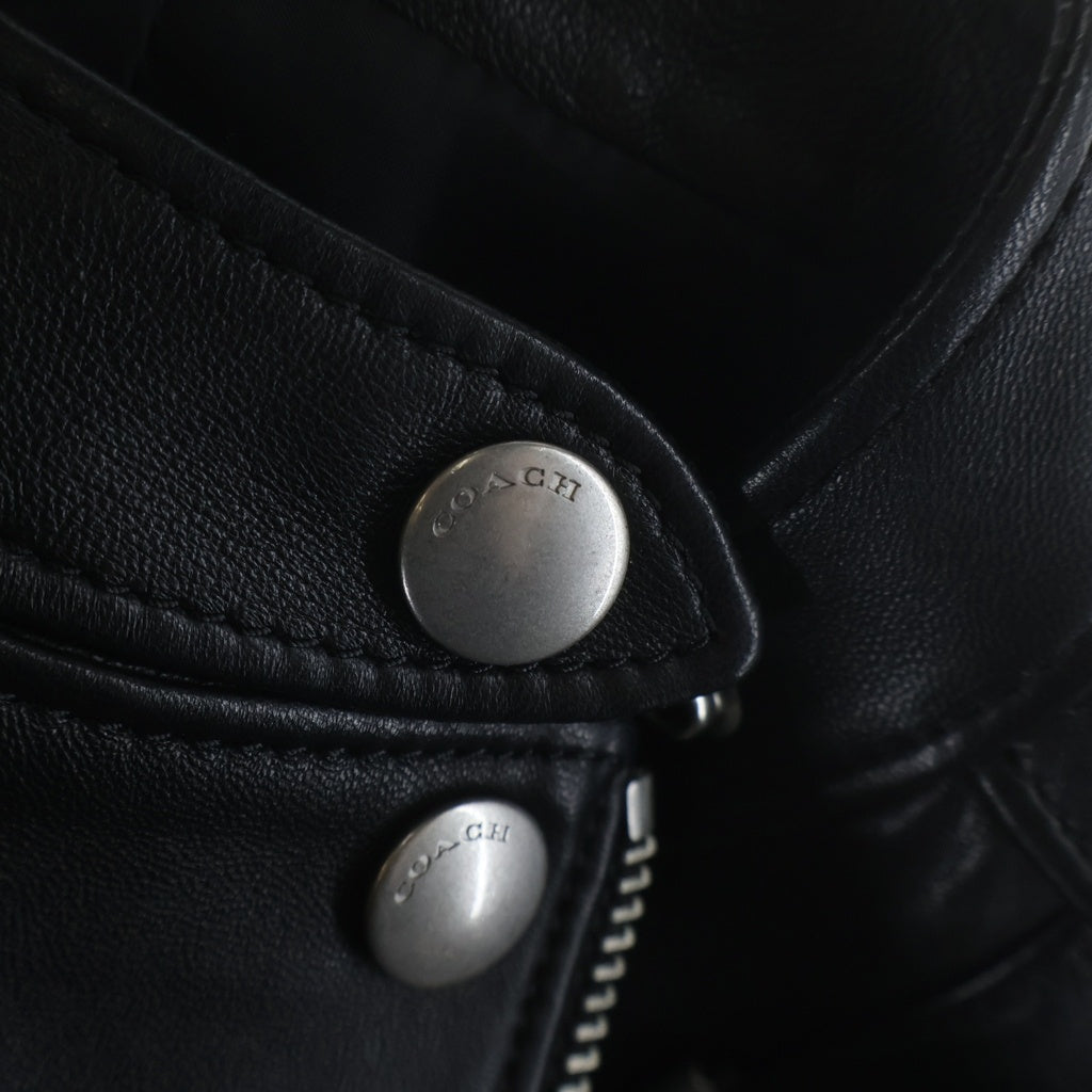 COACH(コーチ) シープスキン ダブルライダースジャケット レザージャケット ブラック F33830
