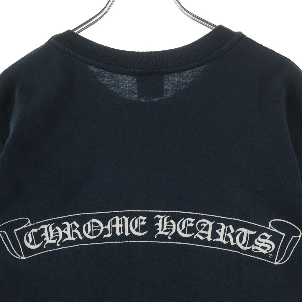 CHROME HEARTS(クロムハーツ) OLD CH T-SHIRT スクロールラベルプリント クルーネック半袖Tシャツ カットソー ネイビー