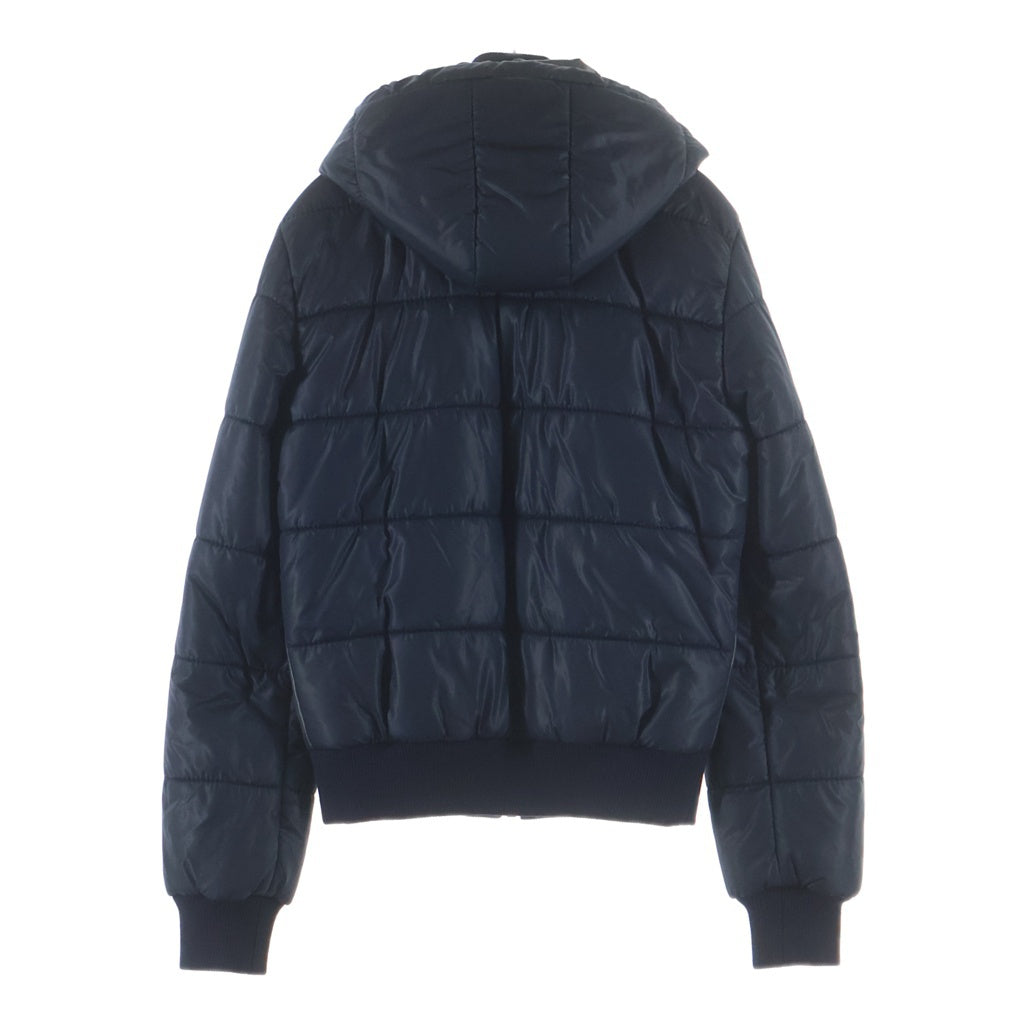 DOLCE & GABBANA(ドルチェアンドガッバーナ) Lambskin Switching Padding Hooded Jacket ラムスキ切替中綿フーデッド ジャケット レザー ネイビー RB0563/SE320
