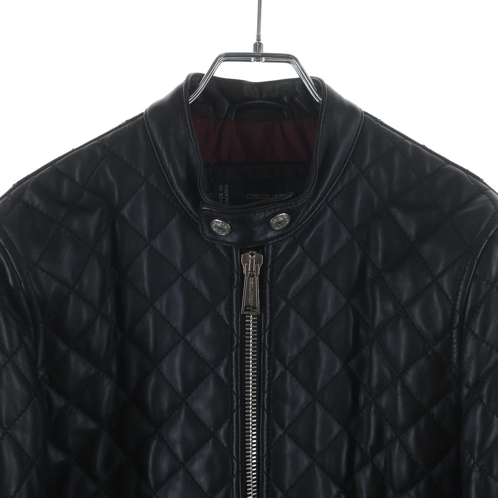 DSQUARED2(ディースクエアード) 13AW Quilted Leather Jacket キルティングレザージャケット ブラック S74AM0405