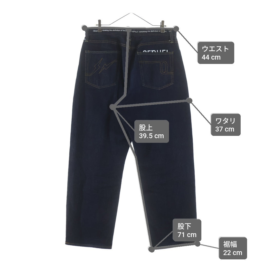 FRAGMENT DESIGN(フラグメントデザイン) ×SEQUEL Baggy Denim Pants シークエル バギーデニムパンツ バックデザインロゴ刺繍 ボトムス インディゴ 81-3-6438-9170