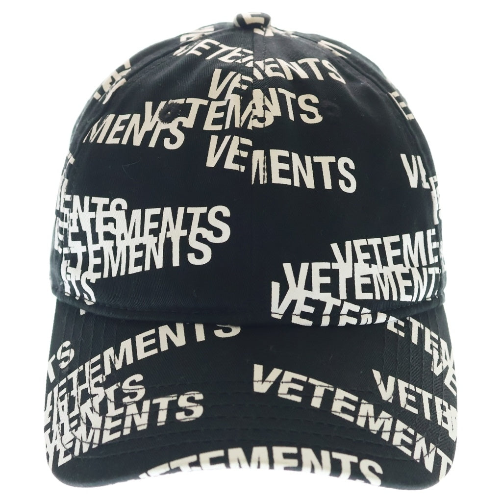 VETEMENTS(ヴェトモン) 21AW Stamped Logo Cap スタンプドロゴキャップ ロゴ総柄 帽子 ブラック UA52CA950B