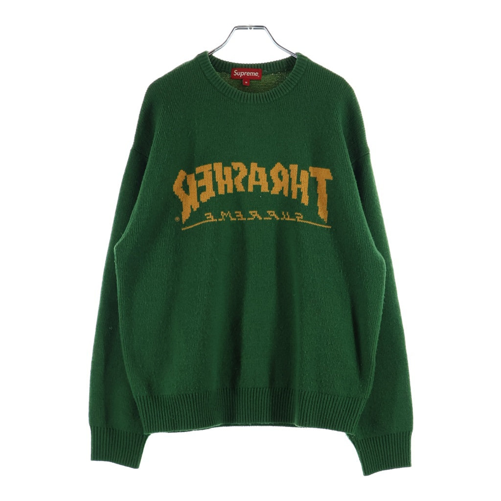 SUPREME(シュプリーム) 21AW × Thrasher Sweater ×スラッシャー フロントロゴ クルーネックニット セーター グリーン