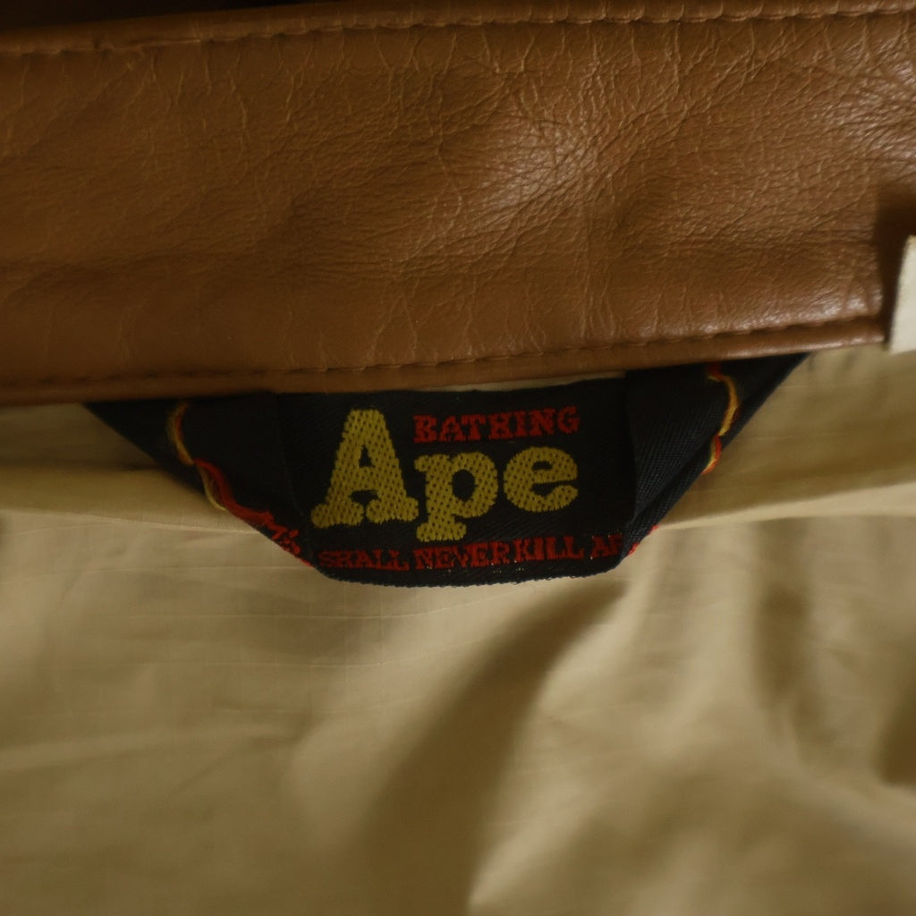 BAPE BY A BATHING APE(ベイプ ア ベイシング エイプ) シープスキン シングルライダースジャケット レザージャケット ブラウン