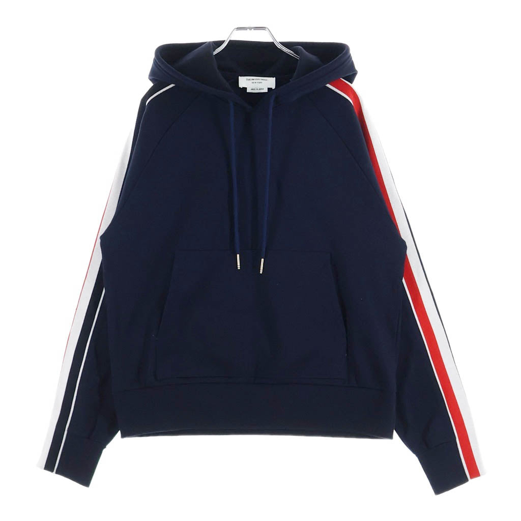 THOM BROWNE(トムブラウン) サイドトリコロールライン プルオーバーパーカー フーディー ネイビー MJT224A