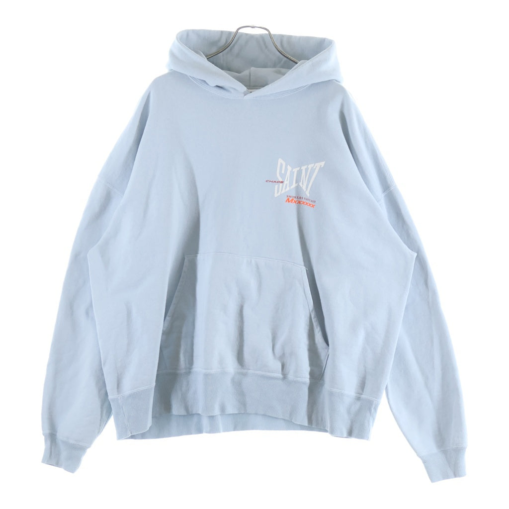 SAINT MICHAEL(セントマイケル) 25SS HOODIE RIBON SAINT リボンロゴデザイン フーデッド スウェット パーカー ブルー SM-HR-0000-048