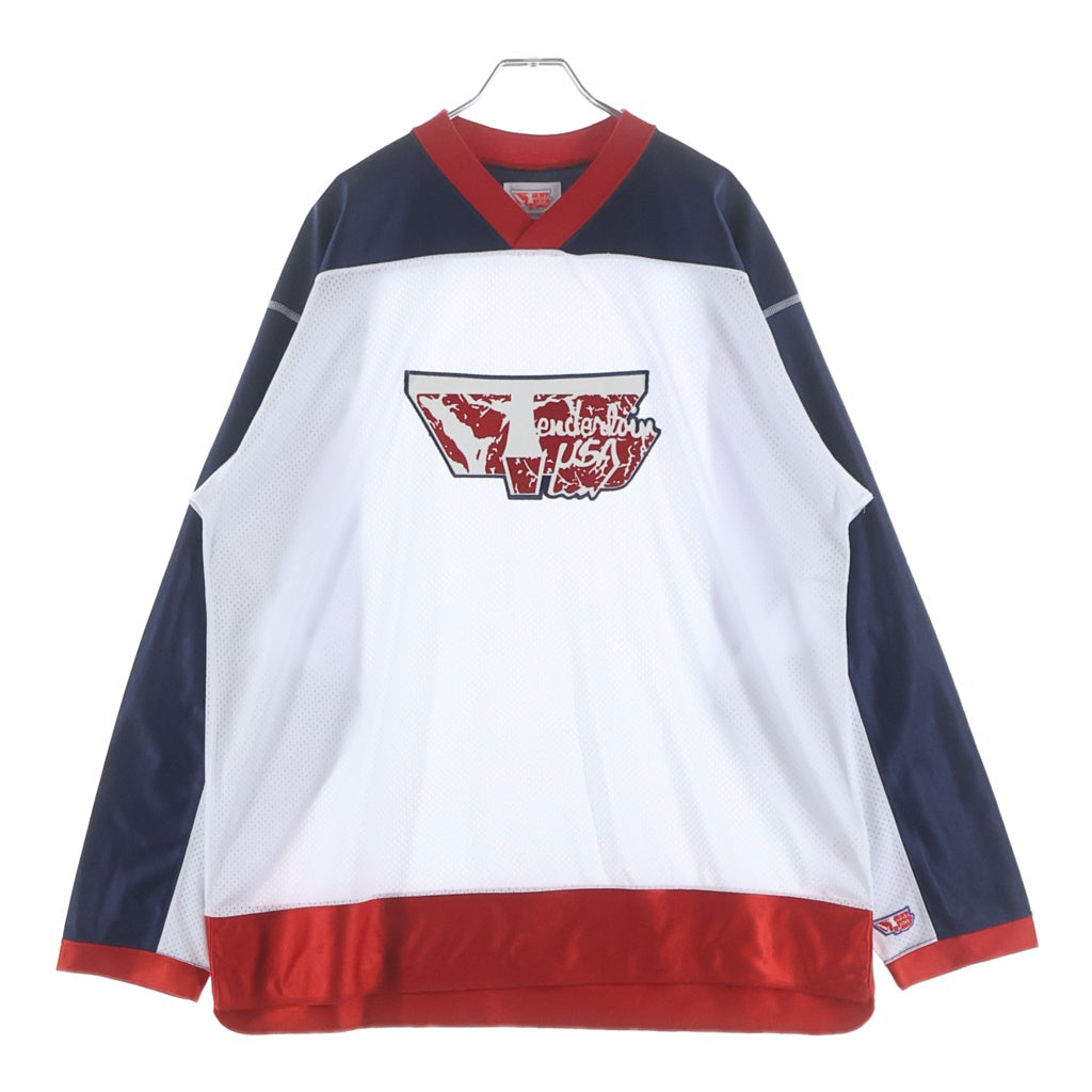 TENDERLOIN(テンダーロイン) ワッペン メッシュ ホッケーシャツ 長袖Tシャツ ホワイト