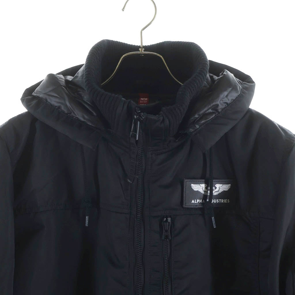 ALPHA INDUSTRIES(アルファ インダストリーズ) Hooded Rib Jacket フーデッドリブジャケット ブラック TA1716-001 レディース