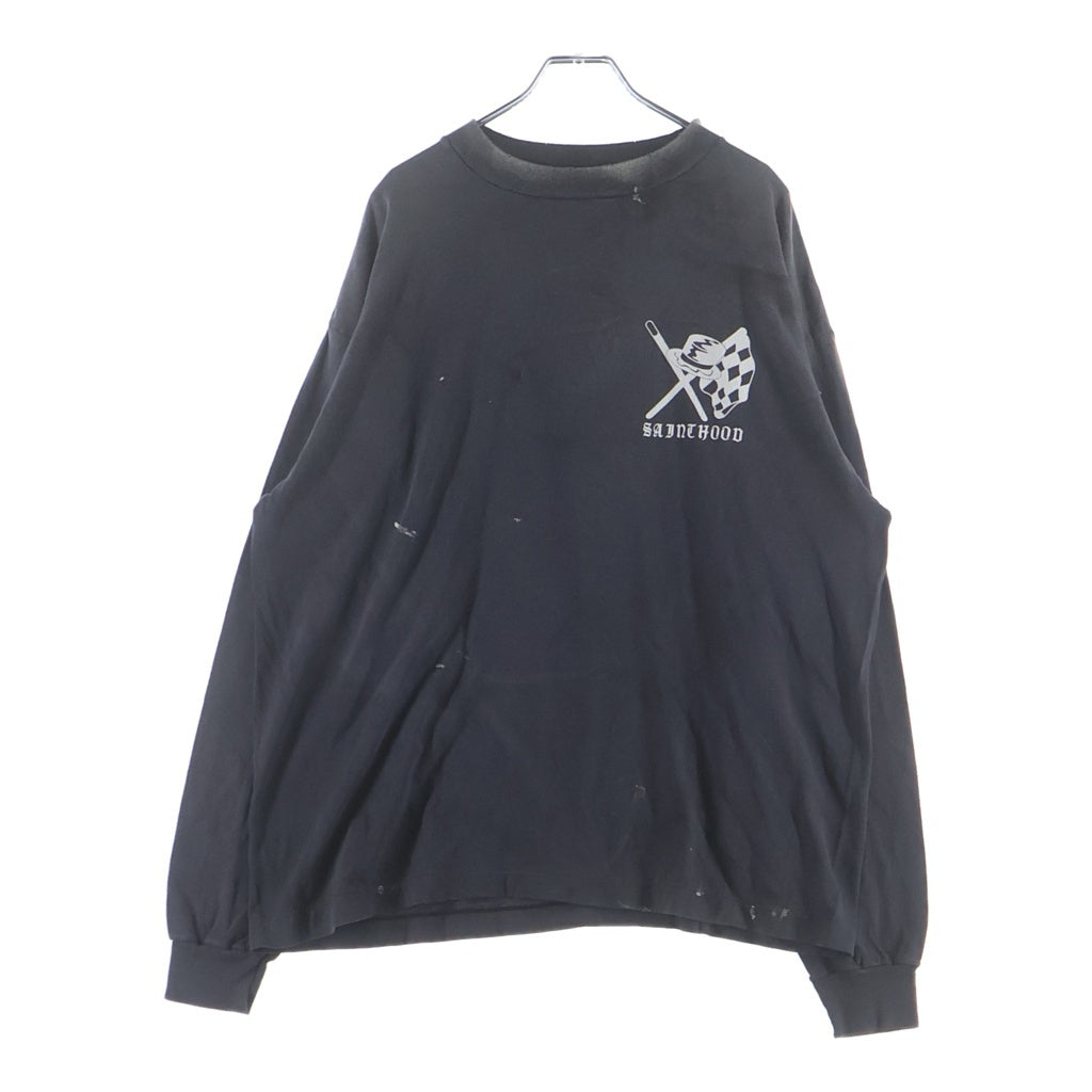 SAINT MICHAEL(セントマイケル) ×NEIGHBORHOOD STHD . L/S TEE SPEED KILLS ネイバーフッド ロングスリーブTシャツ カットソー ダメージ加工 チャコールグレー SM-HR8-0000-C72