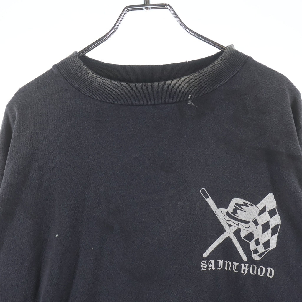 SAINT MICHAEL(セントマイケル) ×NEIGHBORHOOD STHD . L/S TEE SPEED KILLS ネイバーフッド ロングスリーブTシャツ カットソー ダメージ加工 チャコールグレー SM-HR8-0000-C72