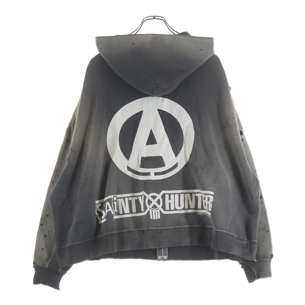 SAINT MICHAEL(セントマイケル) BOUNTY HUNTER ZIP HOODIE SNT HUNTER ジップアップパーカー フーディー グレー SM-MK8ー0000-C32