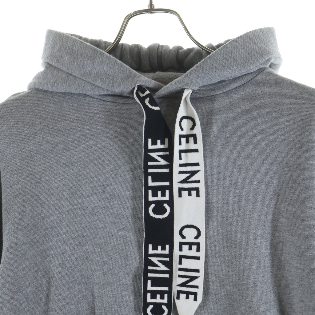 CELINE(セリーヌ) 21AW Loose Sweatshirt In Cotton Fleece ドローコード フーディー スウェット プルオーバーパーカー グレー 2Y468670Q