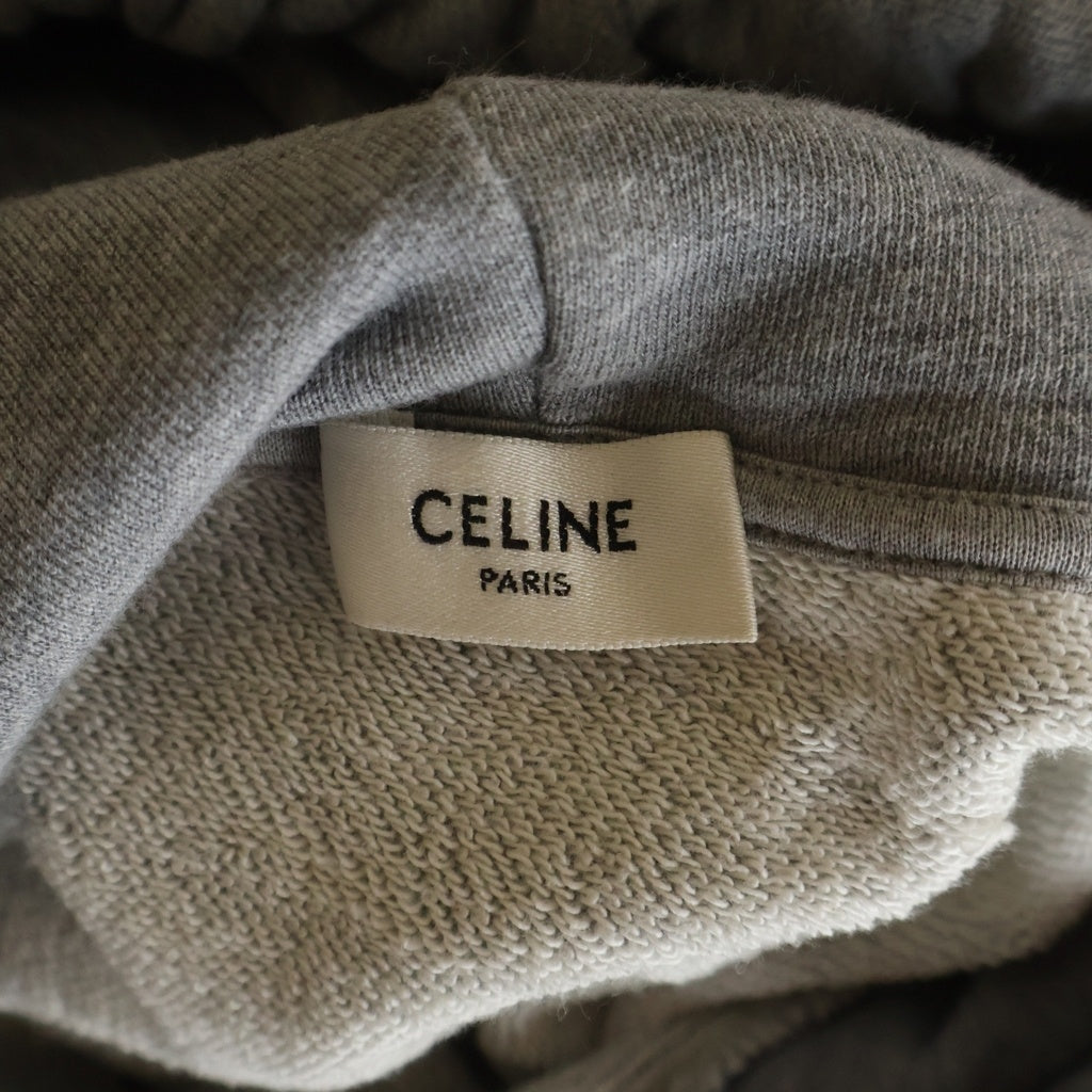CELINE(セリーヌ) 21AW Loose Sweatshirt In Cotton Fleece ドローコード フーディー スウェット プルオーバーパーカー グレー 2Y468670Q