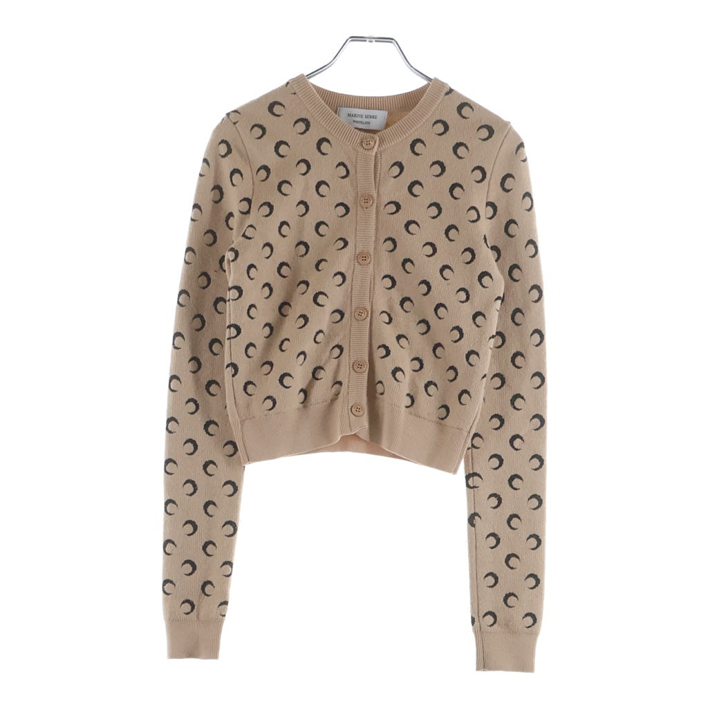 MARINE SERRE(マリーン セル) MOON JACQUARD KNITE FITTED CARDIGAN ムーン ジャガード フィット ニット カーディガン ベージュ