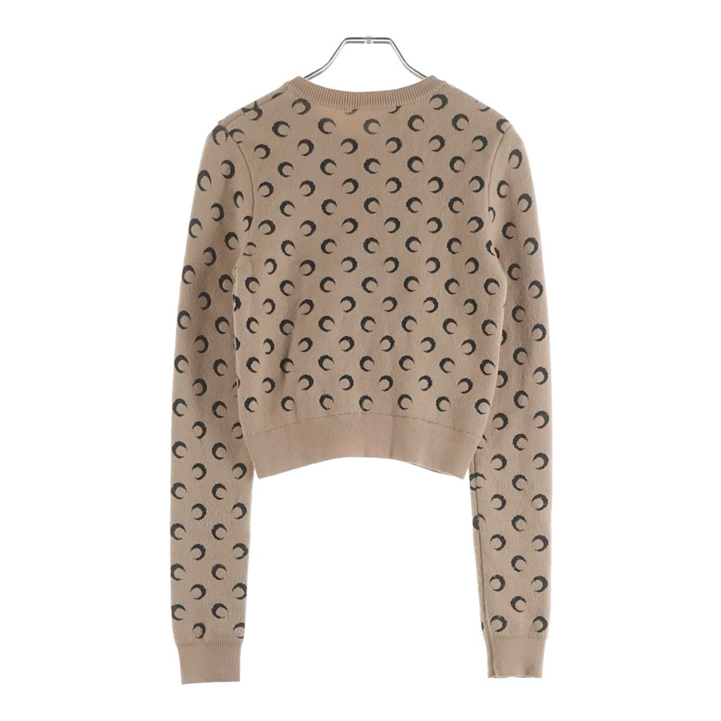 MARINE SERRE(マリーン セル) MOON JACQUARD KNITE FITTED CARDIGAN ムーン ジャガード フィット ニット カーディガン ベージュ