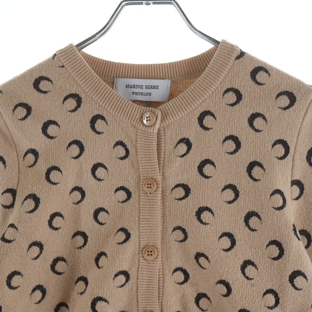 MARINE SERRE(マリーン セル) MOON JACQUARD KNITE FITTED CARDIGAN ムーン ジャガード フィット ニット カーディガン ベージュ