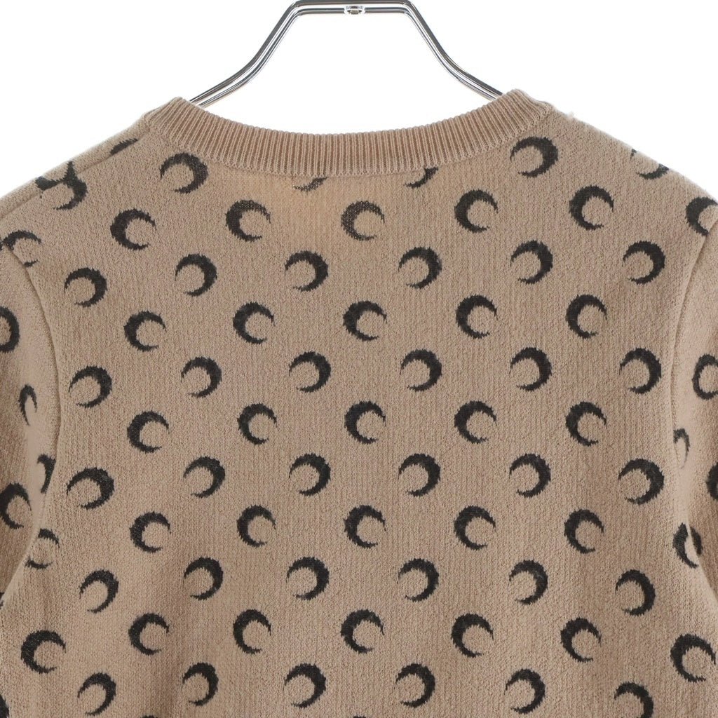 MARINE SERRE(マリーン セル) MOON JACQUARD KNITE FITTED CARDIGAN ムーン ジャガード フィット ニット カーディガン ベージュ