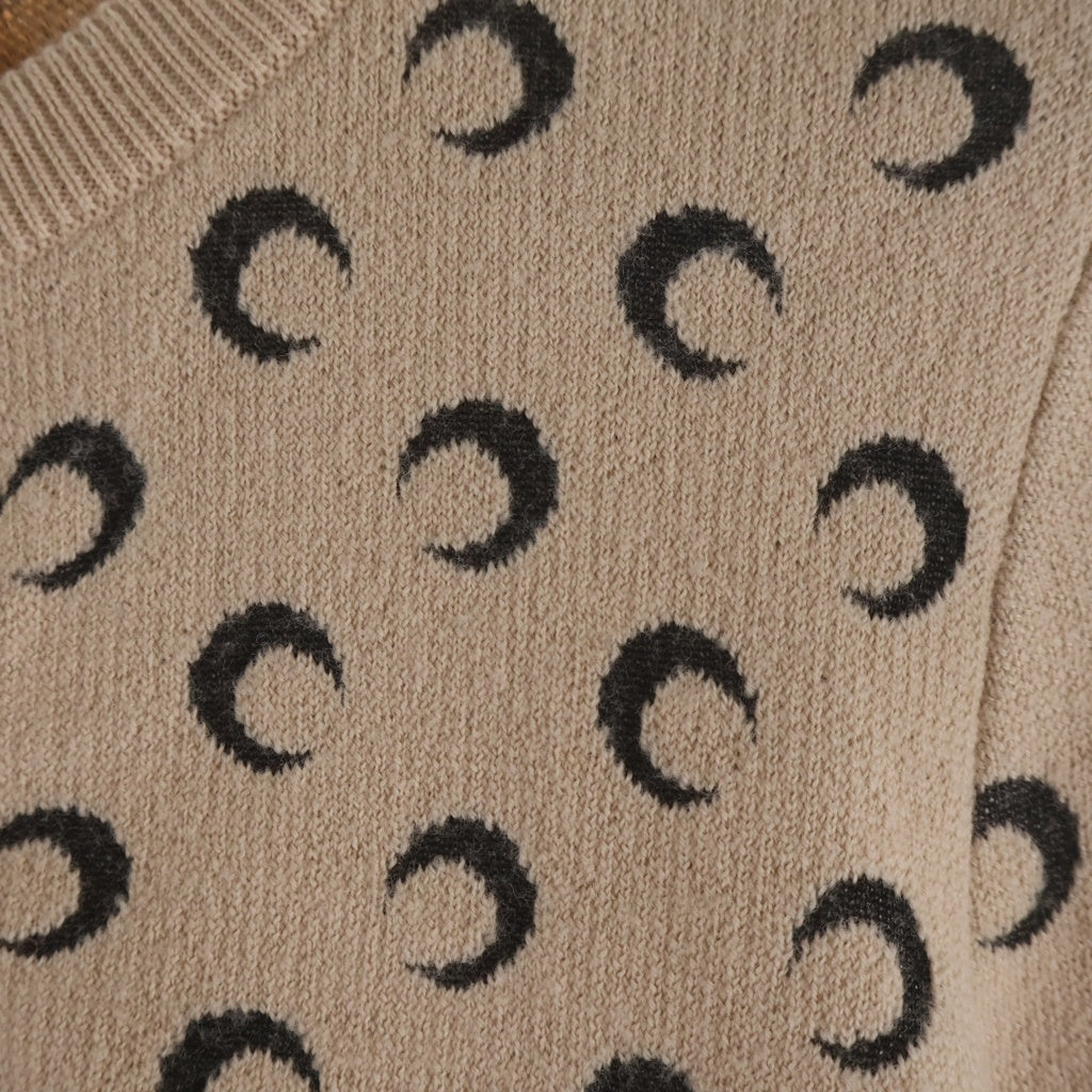 MARINE SERRE(マリーン セル) MOON JACQUARD KNITE FITTED CARDIGAN ムーン ジャガード フィット ニット カーディガン ベージュ