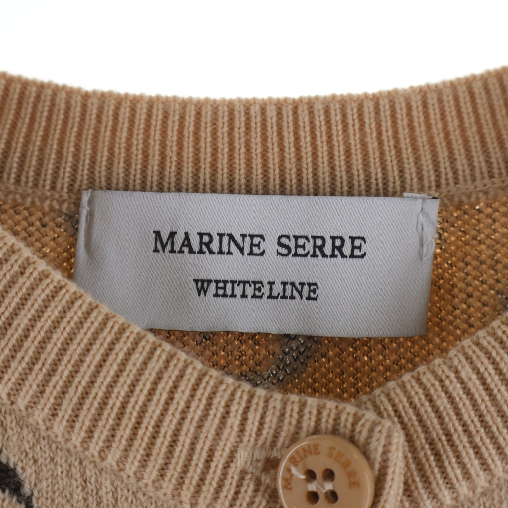 MARINE SERRE(マリーン セル) MOON JACQUARD KNITE FITTED CARDIGAN ムーン ジャガード フィット ニット カーディガン ベージュ