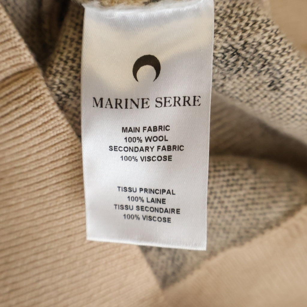 MARINE SERRE(マリーン セル) MOON JACQUARD KNITE FITTED CARDIGAN ムーン ジャガード フィット ニット カーディガン ベージュ