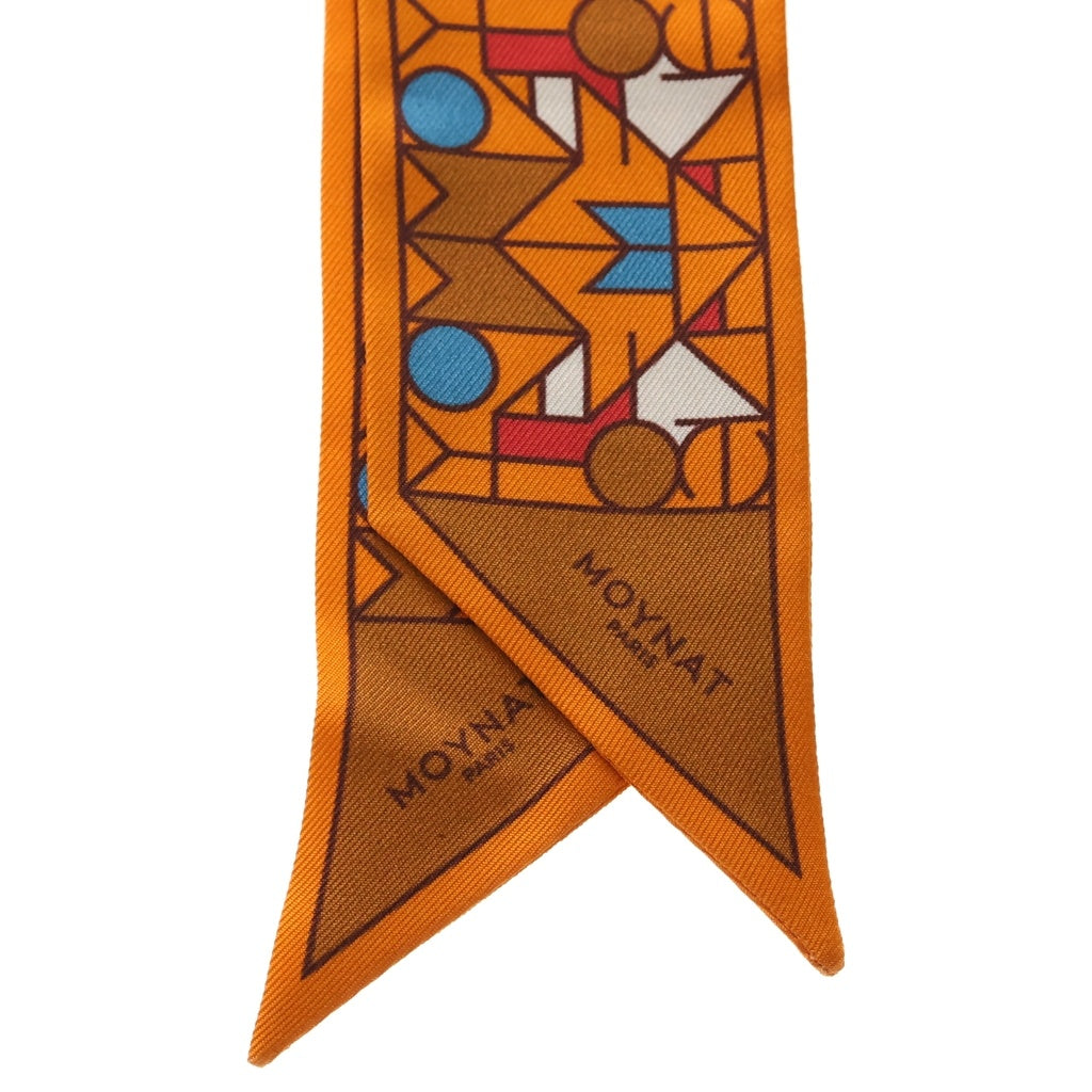 HERMES シルクスカーフ オレンジ モスクワ HERMES(エルメス) Moynat Silk Scarf 総柄デザイン シルク スカーフ